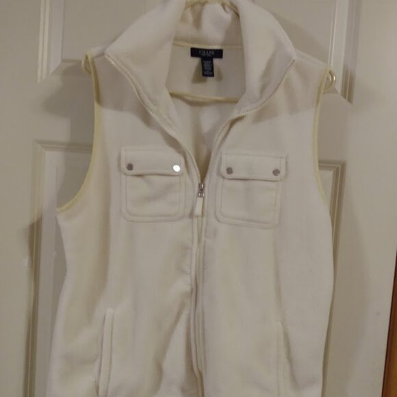 Chaps: Womans cream color zip closure polyester vest. Size extra- large. - Picture 2 of 4